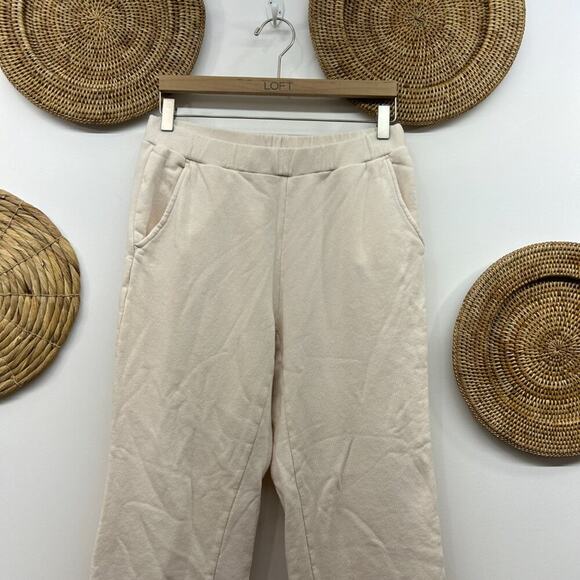 Something Navy Neutral Cream Straight Leg Cotton Sweats Sweat Pants Medium - Picture 3 of 5